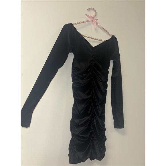 Women’s Dress Sz Sm Velvet Black Goth Punk Rock Fairy Concert Blk Ruffle Quilted - Picture 2 of 4